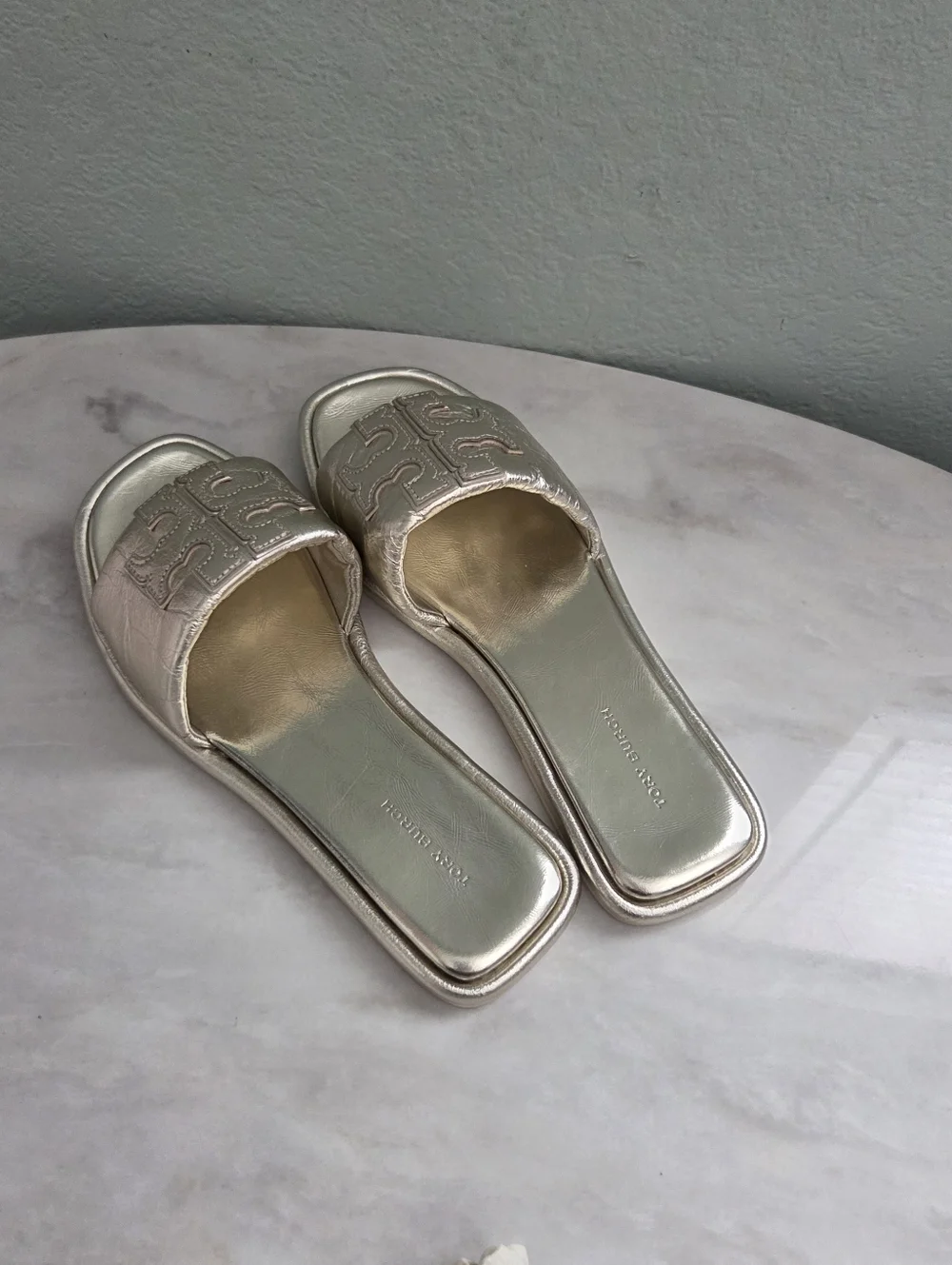 Metallic Slide Sandals - Gold Women’s Slides